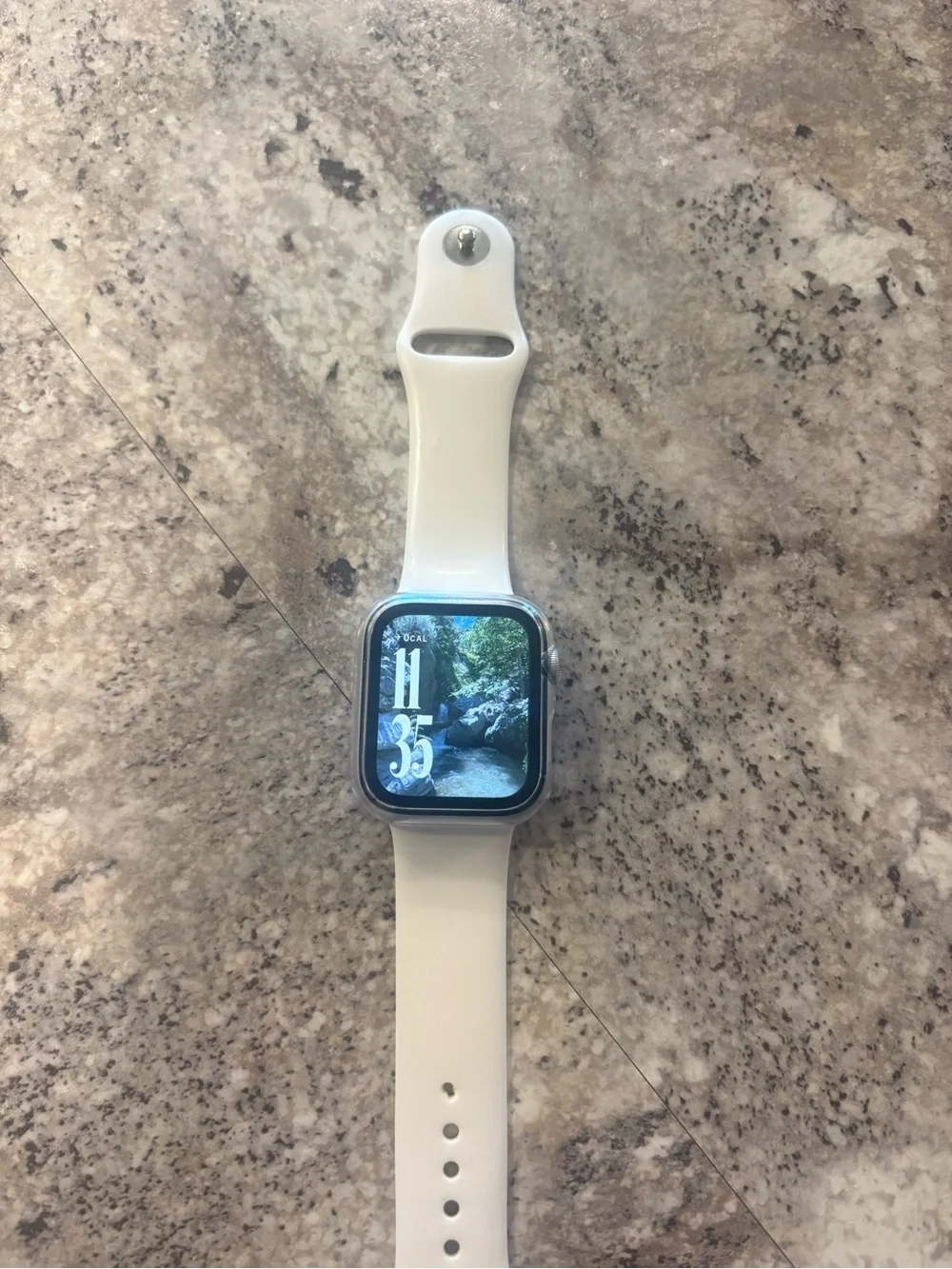 Apple Watch Silver Case with White Sport Band